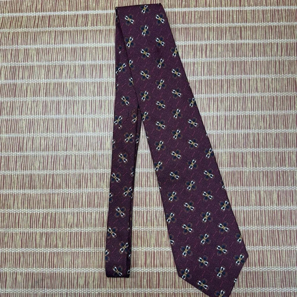 JHANE BARNES Men's 100% Silk Necktie JAPAN Designer Geometric Multi-Color EUC